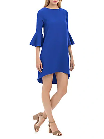 Shop Nicole Miller Bell-sleeve Hi-lo Dress In Cobalt