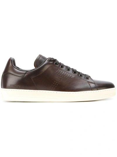 Shop Tom Ford Lace Up Sneakers In Brown