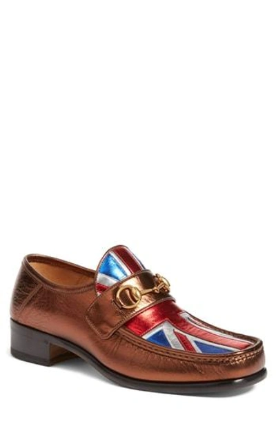 Shop Gucci Vegas Bit Loafer In Brown Multi