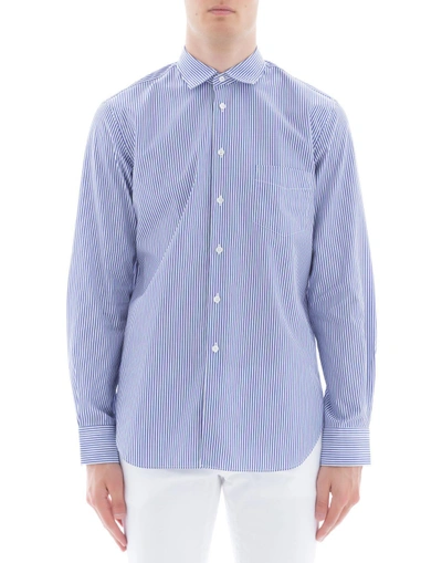 Shop Junya Watanabe Blue Cotton Shirt