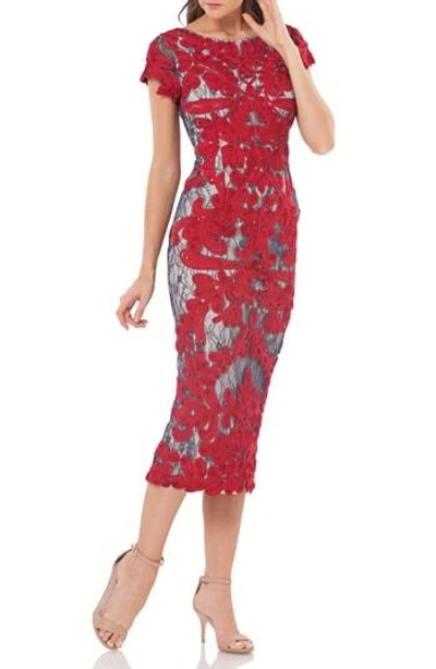 Shop Js Collections Soutache Lace Midi Dress In Red