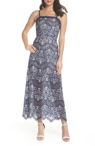 Shop Foxiedox Daleyza Open Back Lace Gown In Navy