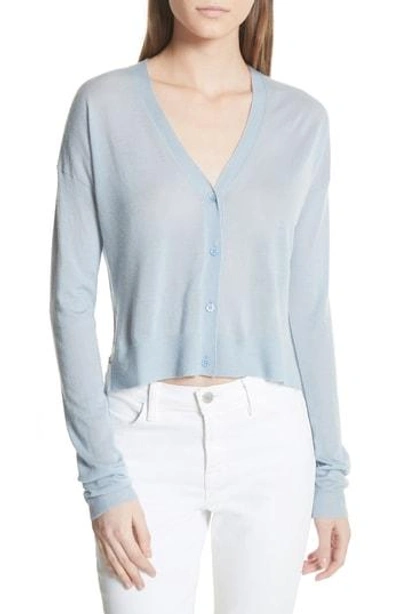 Shop Theory Hanelee Featherweight Cashmere Cardigan In Baby Bluebell