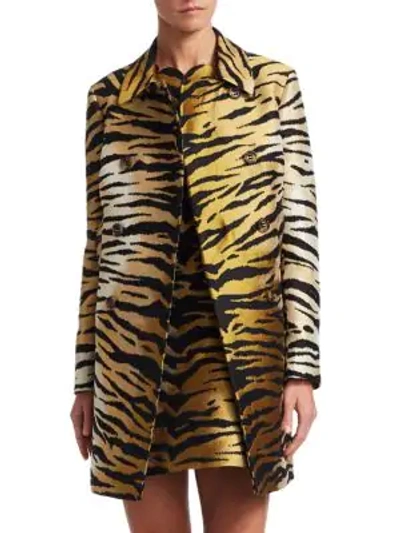 Shop Red Valentino Tiger-print Coat In Camel