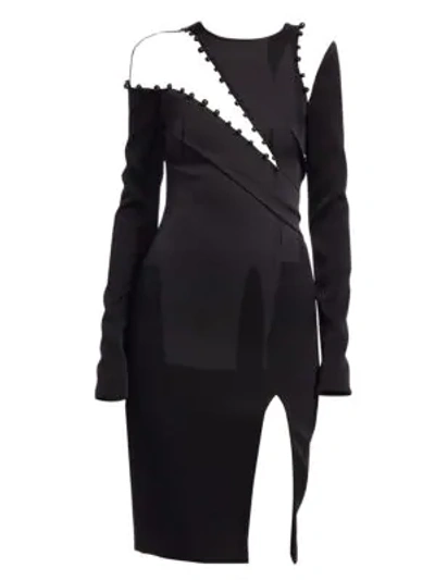 Shop Pamella Roland Asymmetric Illusion Bodycon Dress In Black