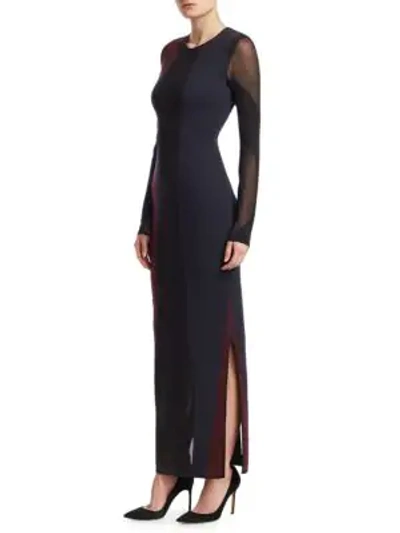 Shop Gentry Portofino Long-sleeve Stripe Inset Maxi Dress In Multi Stripe