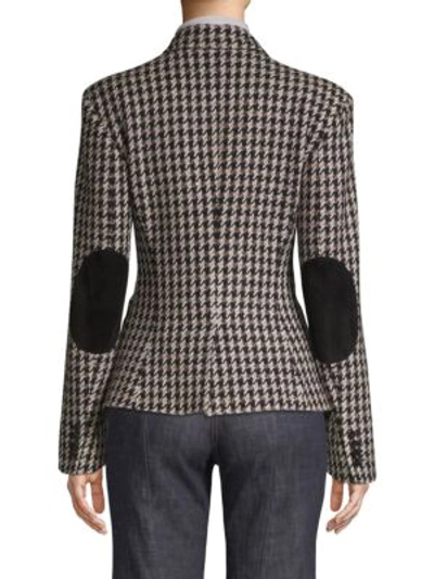 Shop Derek Lam Fitted Houndstooth Blazer In Taupe Multi