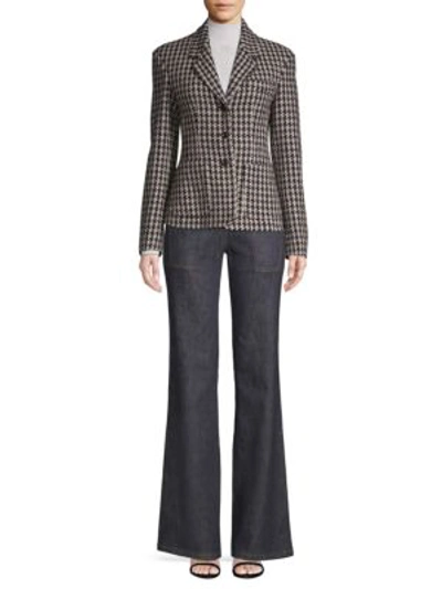 Shop Derek Lam Fitted Houndstooth Blazer In Taupe Multi