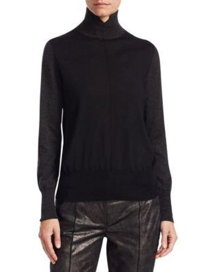 Shop Akris Bi-color Turtleneck Sweater In Black Slate