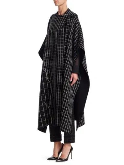 Shop Akris Marble Tiles Reversible Cashmere Poncho In Black Paper