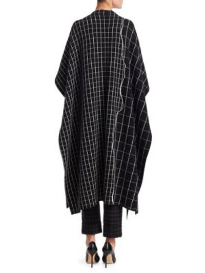 Shop Akris Marble Tiles Reversible Cashmere Poncho In Black Paper