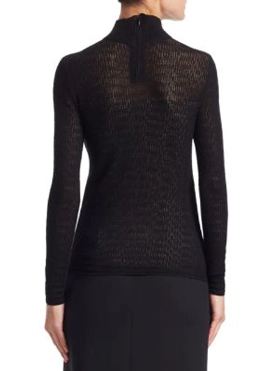 Shop Akris Cashmere Silk Lace Mockneck Top In Black