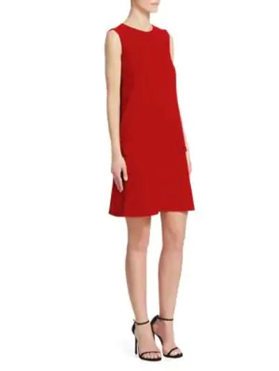 Shop Oscar De La Renta Sleeveless Wool Shift Dress In Crimson