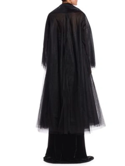 Shop Oscar De La Renta Long-sleeve Tulle Coat In Black