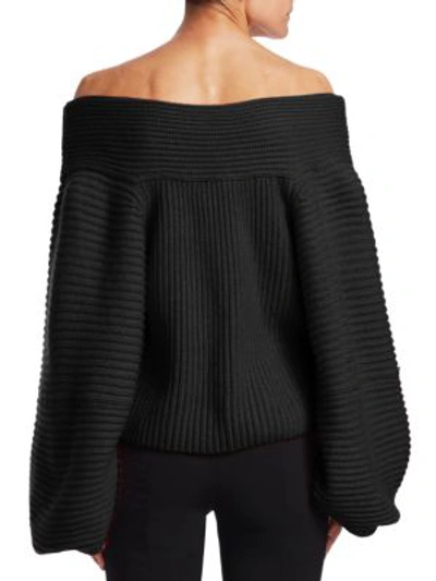 Shop Oscar De La Renta Off-the-shoulder Sweater In Black