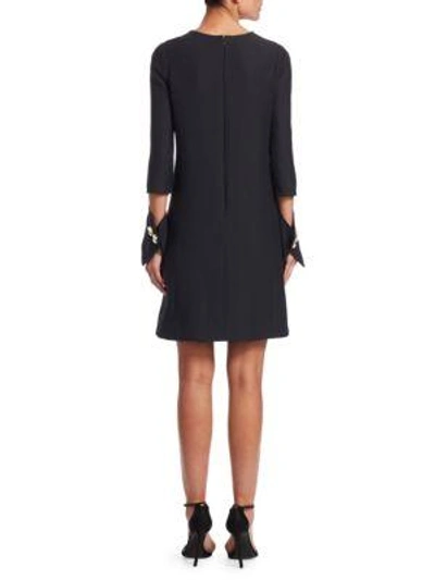 Shop Oscar De La Renta Split-cuff Wool Tunic Dress In Black