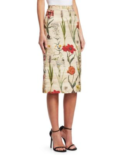 Shop Oscar De La Renta Harvest Floral Pencil Skirt In Multi