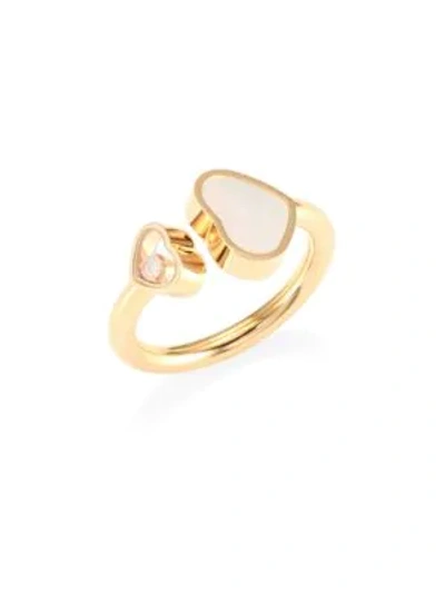Shop Chopard Happy Hearts Diamond, Mother-of-pearl & 18k Rose Gold Ring