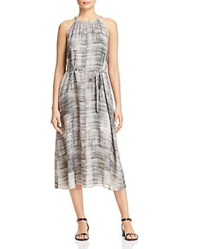 Shop Eileen Fisher Sleeveless Brushstroke-print Silk Dress In Limestone