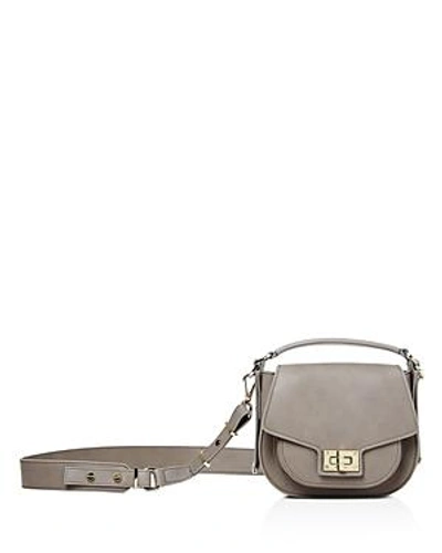Shop The Kooples Emily Mini Leather Saddle Bag In Gray