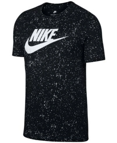 Shop Nike Men's Sportswear Printed Logo T-shirt In Black/white