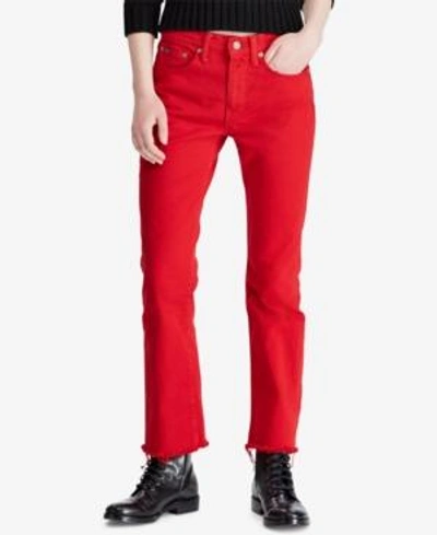 Shop Polo Ralph Lauren Chrystie Kick Flare Crop Jeans In Red