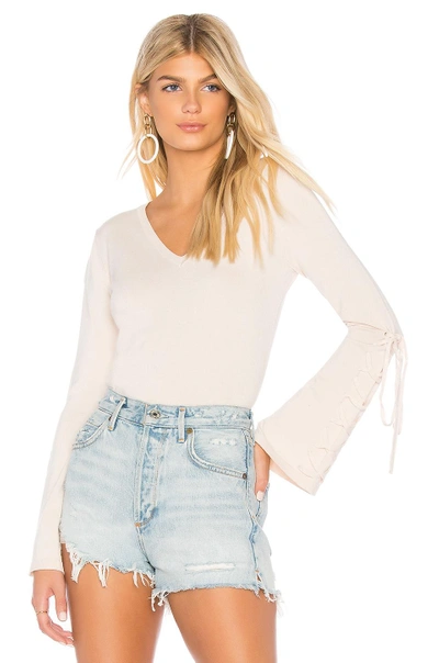 Shop 525 America Laced Sleeve Sweater In Nude