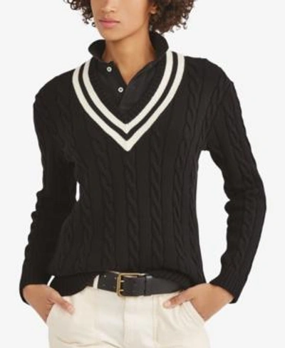 Shop Polo Ralph Lauren Cotton Cricket Sweater In Black