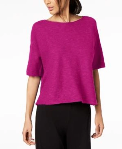 Shop Eileen Fisher Organic Linen Boat-neck Sweater, Regular & Petite In Cerise