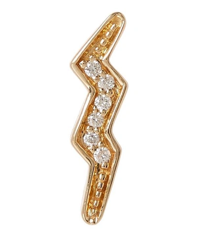 Shop Andrea Fohrman Gold White Diamond Mini Lightning Bolt Stud Earring