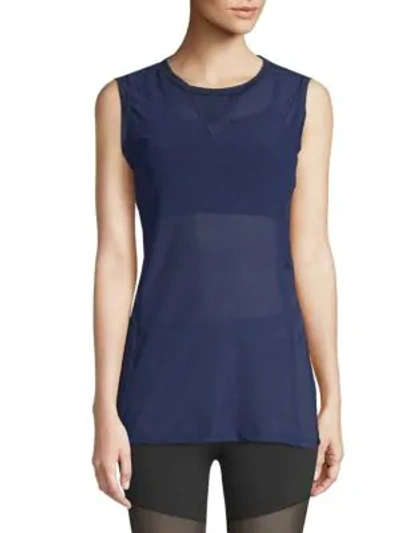 Shop Electric Yoga Sleeveless Mesh Top In Blue
