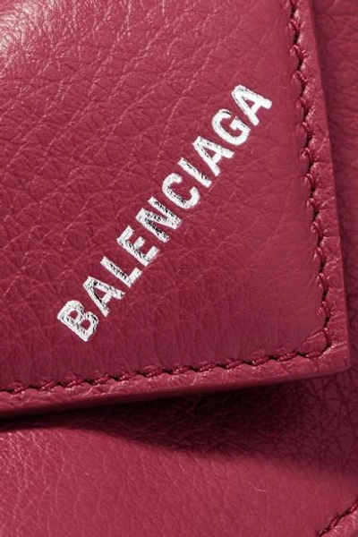 Shop Balenciaga Papier Mini Printed Textured-leather Wallet In Burgundy