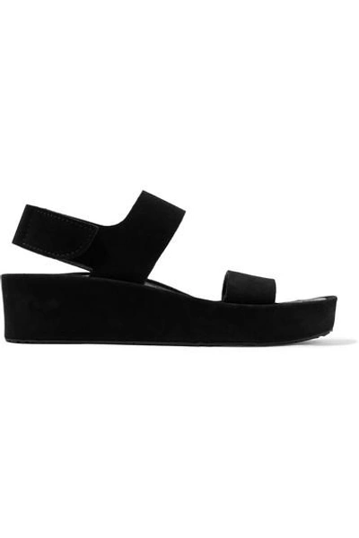 Shop Pedro Garcia Lacey Suede Wedge Sandals In Black
