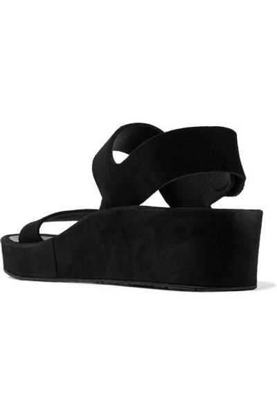 Shop Pedro Garcia Lacey Suede Wedge Sandals In Black