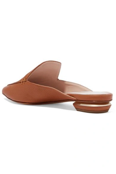 Shop Nicholas Kirkwood Beya Textured-leather Slippers In Tan