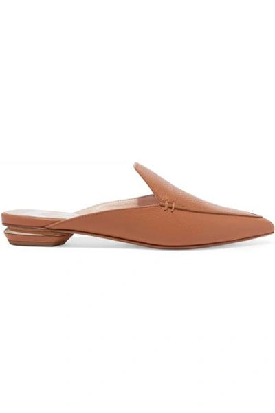 Shop Nicholas Kirkwood Beya Textured-leather Slippers In Tan