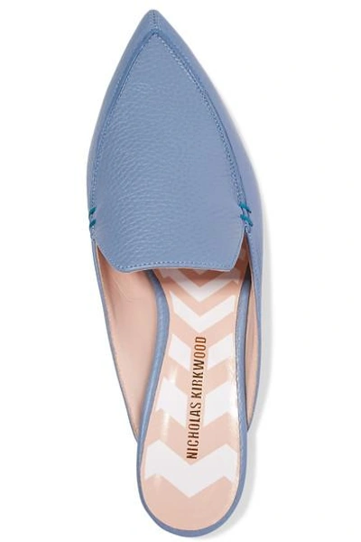 Shop Nicholas Kirkwood Beya Textured-leather Slippers In Sky Blue