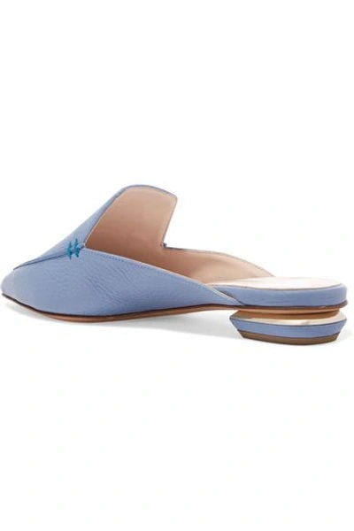 Shop Nicholas Kirkwood Beya Textured-leather Slippers In Sky Blue