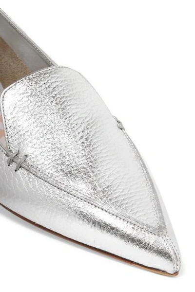Shop Nicholas Kirkwood Beya Metallic Textured-leather Point-toe Flats