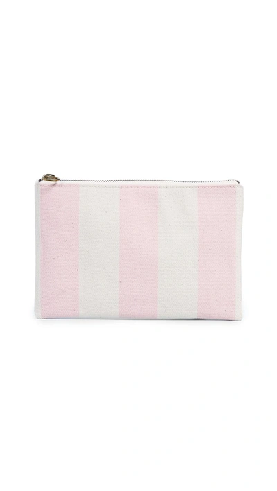 Shop Madewell Canvas Stripes Flat Pouch In Petal Pink Stripe