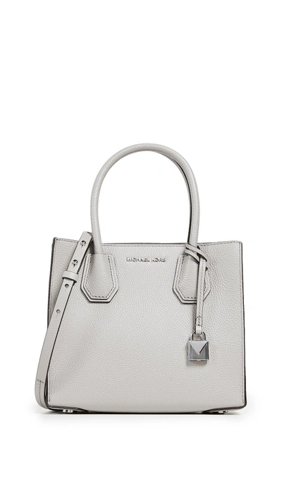 Shop Michael Michael Kors Mercer Medium Messenger Bag In Pearl Grey