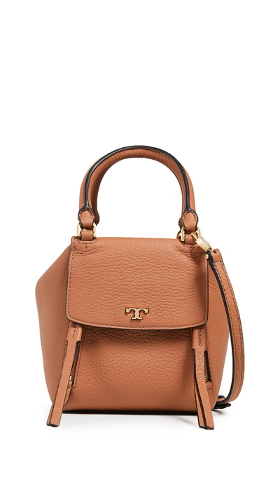 Shop Tory Burch Half Moon Micro Satchel In Classic Tan