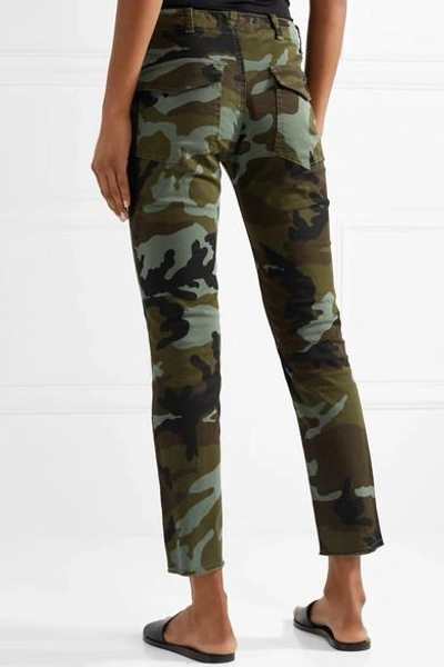 Shop Nili Lotan Jenna Camouflage-print Stretch-cotton Slim-leg Pants In Green