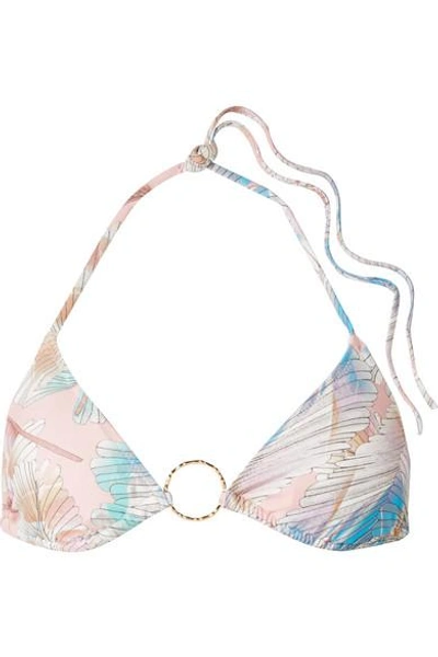 Shop Melissa Odabash Miami Embellished Printed Triangle Bikini Top In Baby Pink