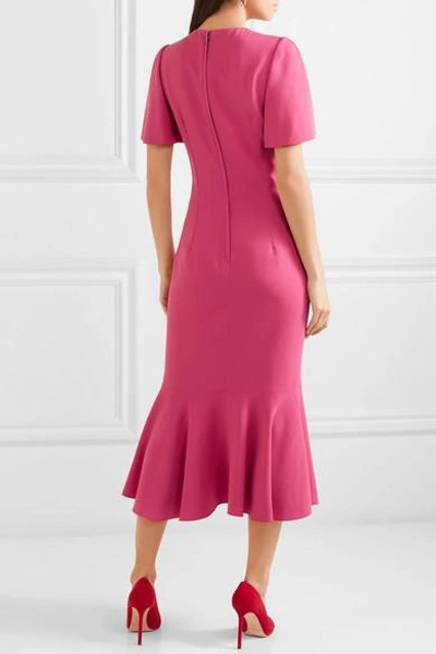 Shop Dolce & Gabbana Fluted Stretch-crepe Midi Dress In Pink