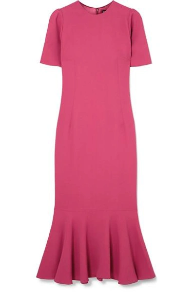 Shop Dolce & Gabbana Fluted Stretch-crepe Midi Dress In Pink