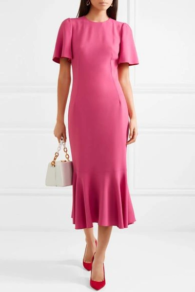 Shop Dolce & Gabbana Fluted Stretch-crepe Midi Dress In Pink
