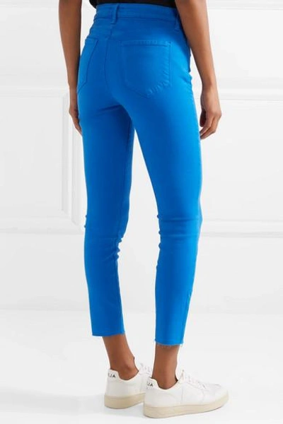 Shop L Agence Margot Cropped High-rise Skinny Jeans In Bright Blue