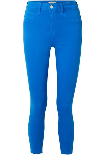 Shop L Agence Margot Cropped High-rise Skinny Jeans In Bright Blue