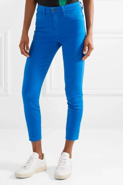 Shop L Agence Margot Cropped High-rise Skinny Jeans In Bright Blue